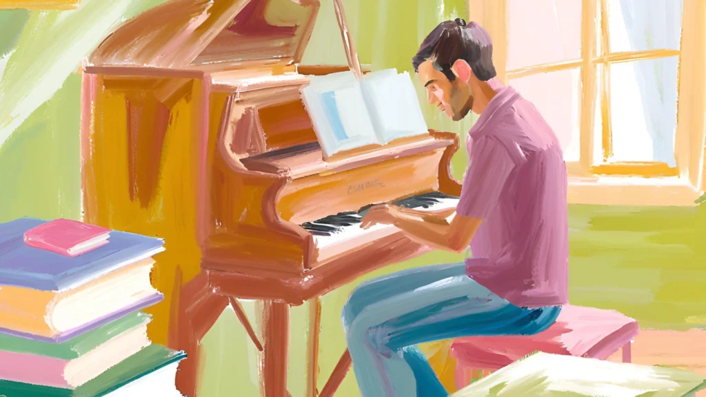 Adult playing the piano